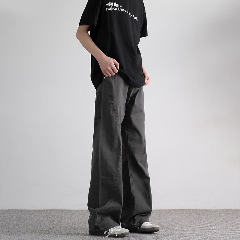 小柯XCOK美式复古微喇工装牛仔裤男高街宽松直筒cleanfit休闲裤子