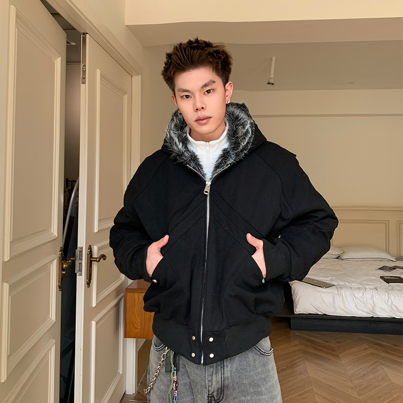 ”鲨雕“座山雕棉服帆布夹克外套