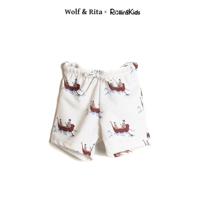 Wolf&Rita儿童泳裤白色速干