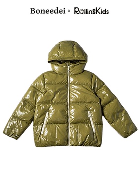 Boneedei 儿童羽绒连帽外套军绿色保暖外套上衣丨RollingKids