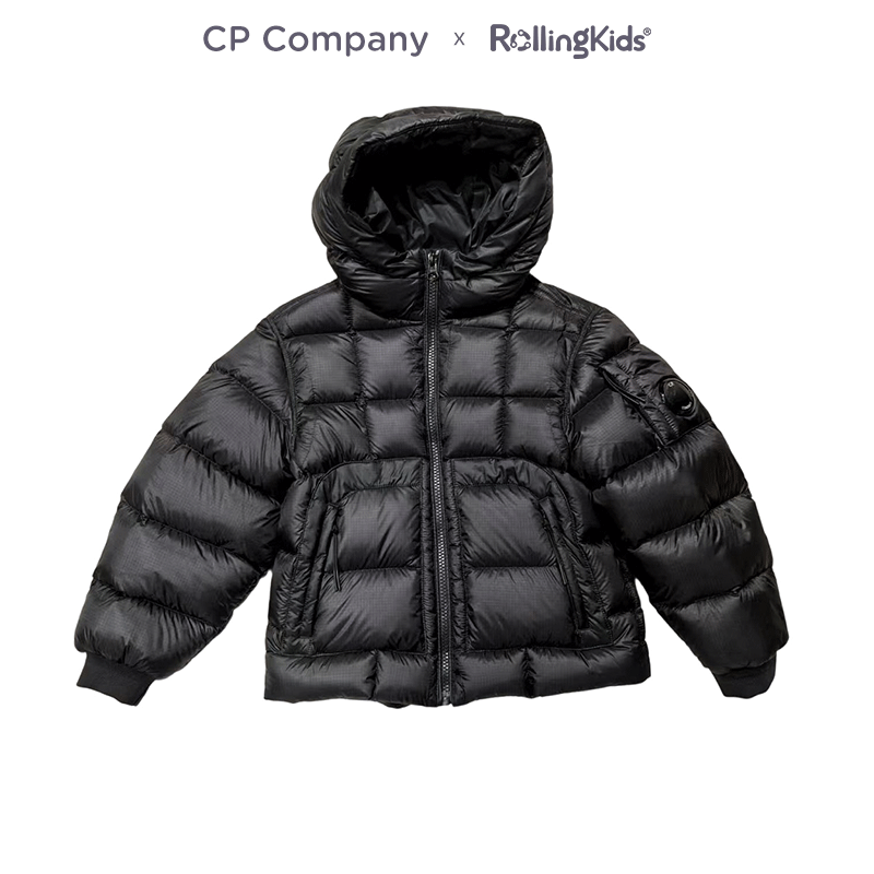CP Company 儿童黑色连帽羽绒服男童保暖蓬上衣外套丨RollingKids