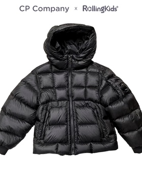CP Company 儿童黑色连帽羽绒服男童保暖蓬上衣外套丨RollingKids