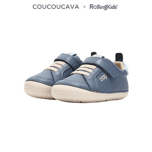 COUCOUCAVA 儿童皮鞋深蓝色魔术男女童休闲软底鞋丨RollingKids