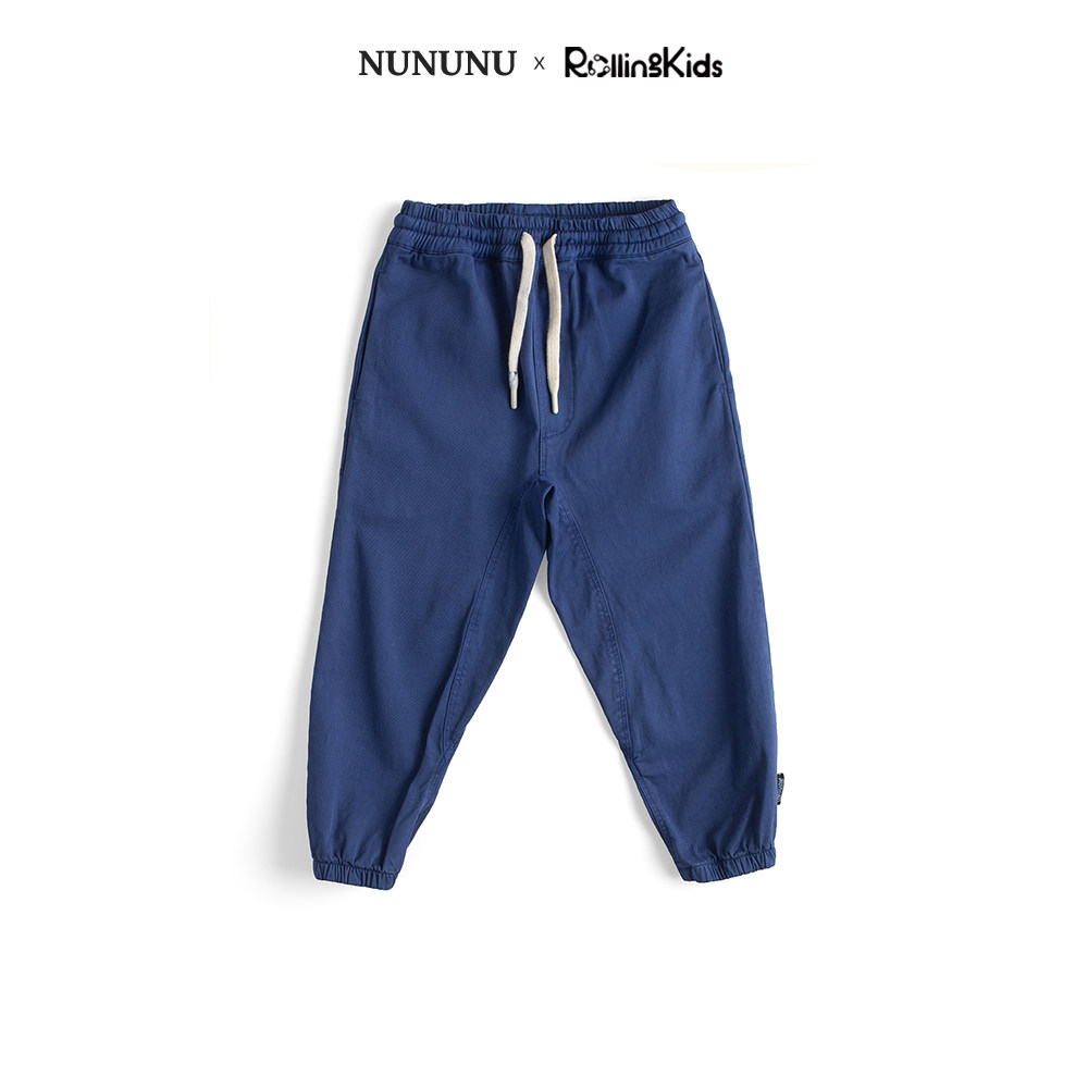 NUNUNU 儿童休闲运动裤蓝色百搭时尚系带长裤丨RollingKids
