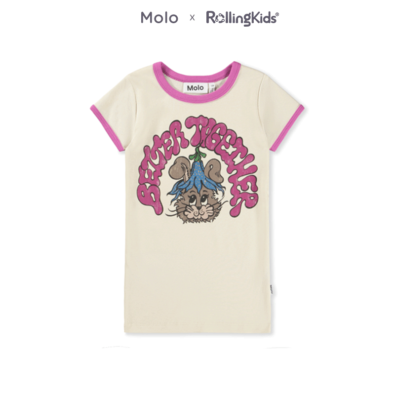 Molo 女童卡通短袖T恤儿童圆领印花打底上衣丨RollingKids