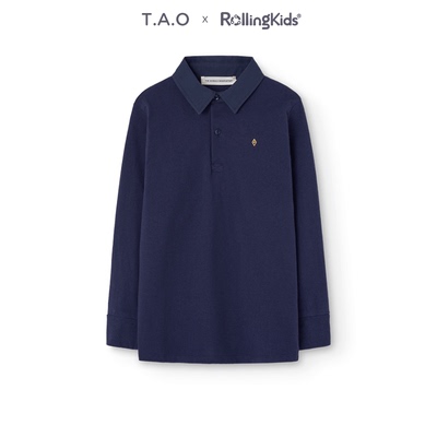 T.A.O 长袖T恤男女童藏青色简约休闲打底上衣丨RollingKids