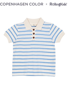 COPENHAGEN COLOR 条纹针织衫男女童短袖浅蓝色上衣丨RollingKids