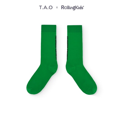T.A.O 男女儿童绿色袜子时尚休闲透气中筒长袜丨RollingKids
