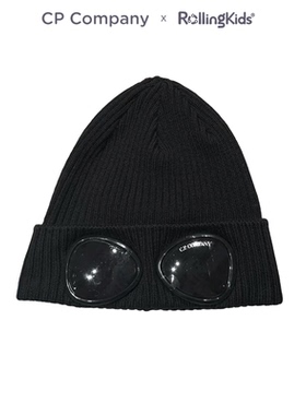 CP Company 儿童羊毛针织帽蓝色设计感护目镜户外帽丨RollingKids