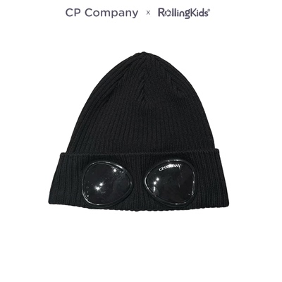 CP Company 儿童羊毛针织帽蓝色设计感护目镜户外帽丨RollingKids