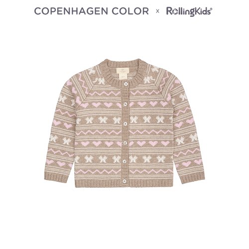 COPENHAGEN COLOR 女童圆领针织开衫爱心上衣百搭丨RollingKids