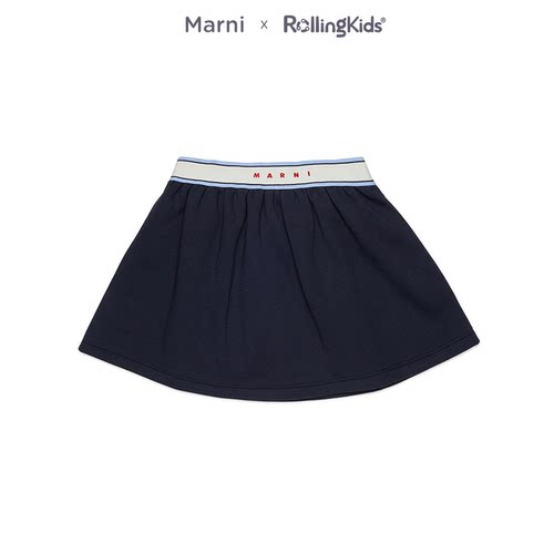 Marni 气质学院风半身裙女藏青色松紧腰短裙丨RollingKids
