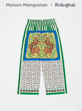 Maison Mangostan 儿童印花阔腿裤松紧腰宽松长裤丨RollingKids