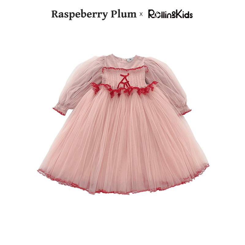 Raspberry Plum 女童连衣裙浅粉色网纱公主裙丨RollingKids