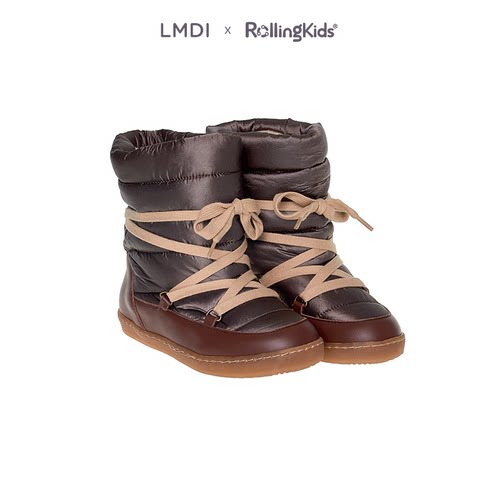 LMDI 儿童靴子秋冬棕色保暖舒适复古休闲中筒鞋丨RollingKids