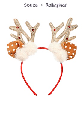 Souza 圣诞鹿角发箍发夹儿童头饰节日装扮装饰头箍丨RollingKids