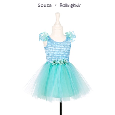 Souza 女童蓝色连衣裙设计感时尚网纱公主连衣裙丨RollingKids