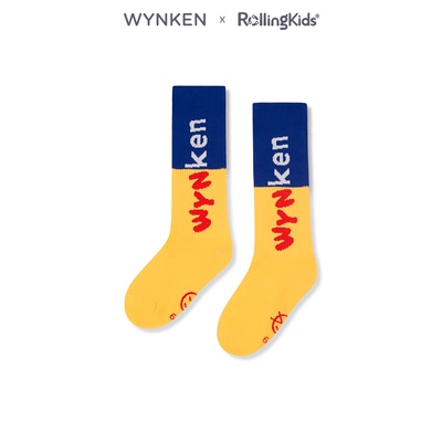 WYNKEN 字母印花中筒袜儿童黄色撞色长袜丨RollingKids