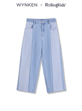 WYNKEN 拼接牛仔阔腿裤男女显瘦休闲长裤时尚百搭丨RollingKids