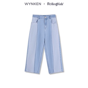 WYNKEN 拼接牛仔阔腿裤男女显瘦休闲长裤时尚百搭丨RollingKids