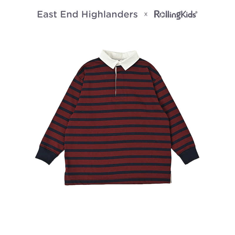 East End Highlanders 儿童红蓝条纹长袖POLO衬衫丨RollingKids