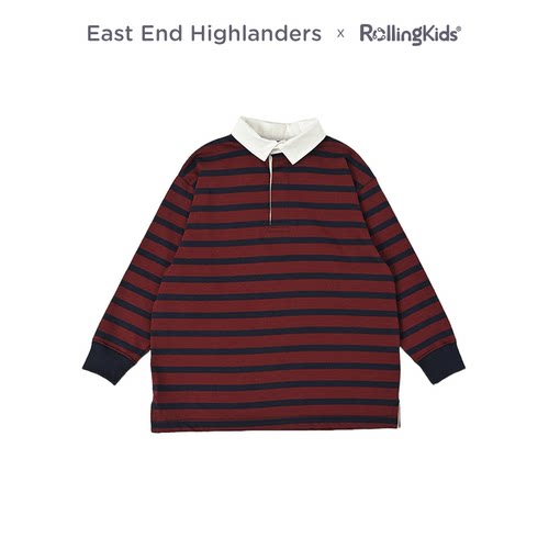East End Highlanders 儿童红蓝条纹长袖POLO衬衫丨RollingKids