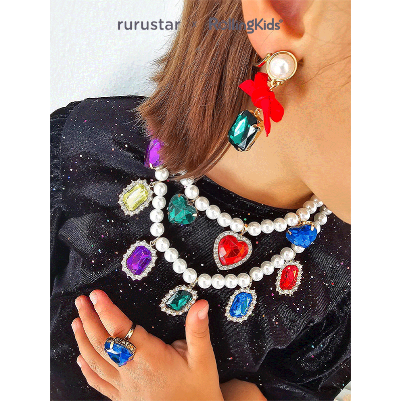 rurustar 儿童仿珍珠项链手链戒指首饰女童圣诞饰品丨RollingKids