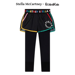 RollingKids 女童黑色LOGO印花休闲打底长裤 MCCARTNEY STELLA