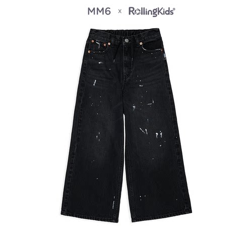 MM6 黑色高腰阔腿牛仔裤男女宽松显瘦长裤百搭丨RollingKids
