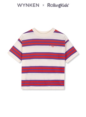 WYNKEN 红白条纹短袖T恤男女童休闲宽松百搭上衣丨RollingKids