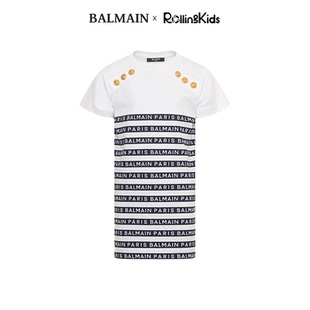 LOGO印花长裙 经典 RollingKids 女童连衣裙短袖 BALMAIN