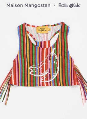 Maison Mangostan 女童彩色条纹流苏背心设计感上衣丨RollingKids