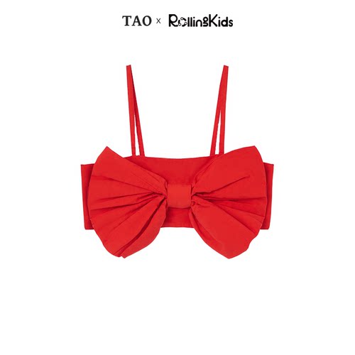 T.A.O 女童气质红色蝴蝶结吊带上衣丨RollingKids