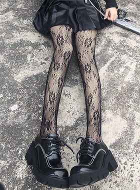 夏季黑色太阳花连日系洛丽塔复古花藤白色温柔丝袜女镂空蕾丝网袜