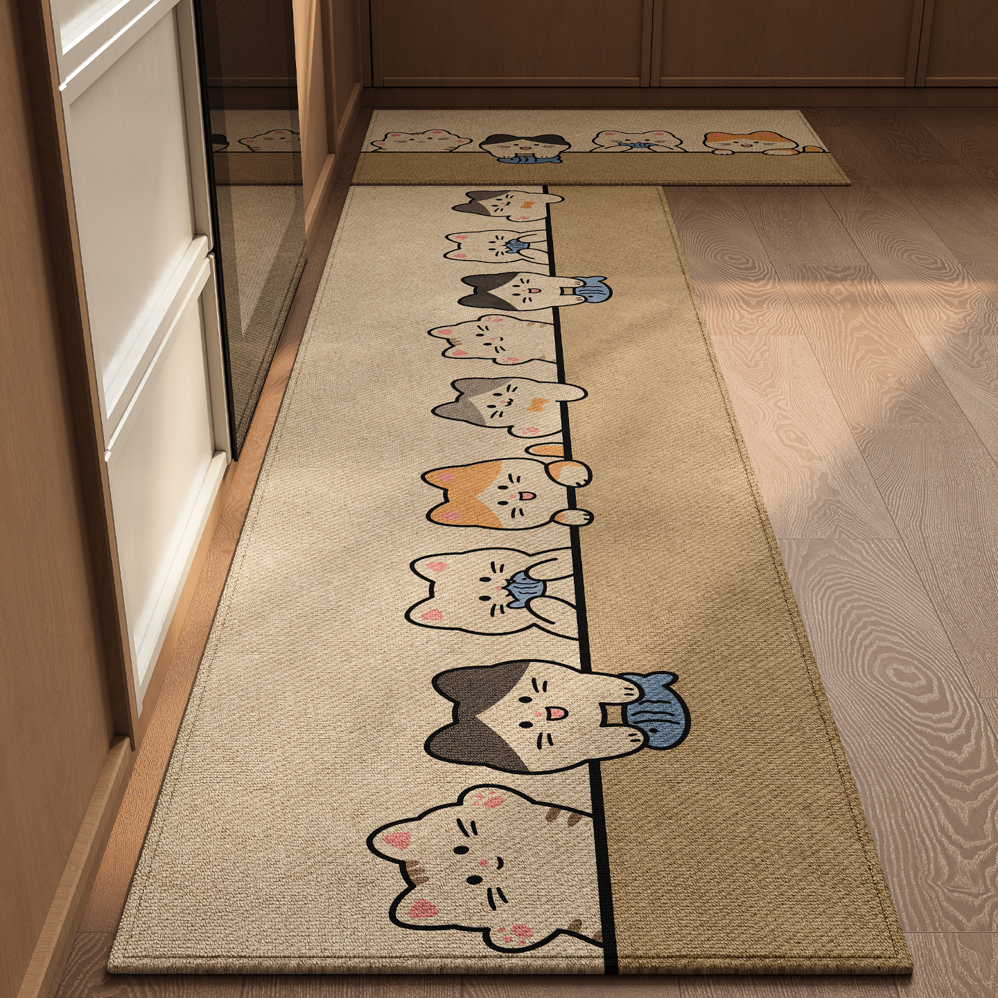 奶油风厨房圈绒地垫防油防水防滑垫家用脚垫可擦免洗2025新款地毯