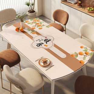 新中式椭圆形桌布2025新款可折叠圆桌桌垫防水防油免洗茶几保护垫