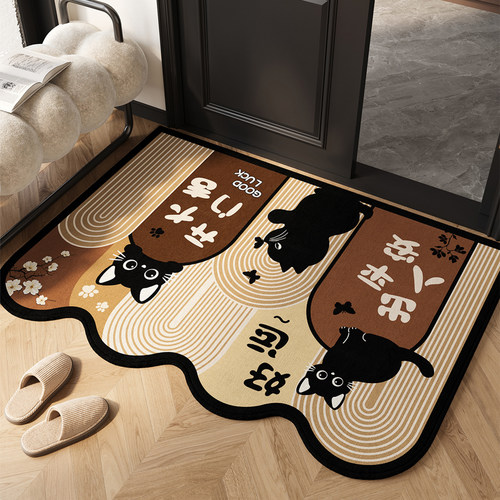 入户门地垫中古风圈绒自由裁剪脚垫玄关门口耐脏防滑门垫家用地毯