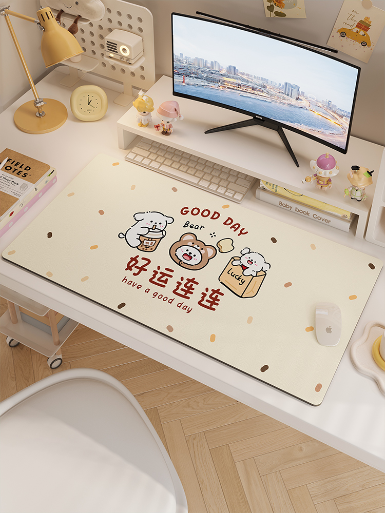 卡通可爱鼠标垫超大号女生ins风电脑键盘桌垫护腕滑鼠垫办公好物