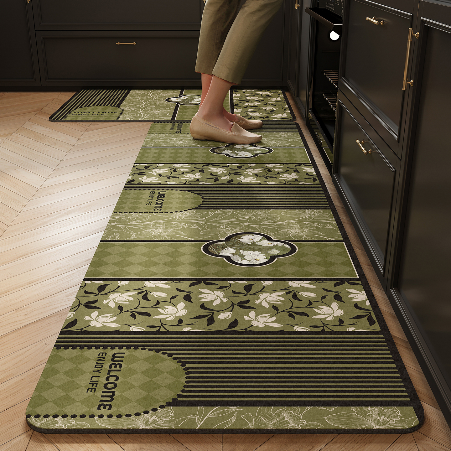 硅藻泥厨房专用地垫中古风吸水防滑防油可擦免洗耐脏家用脚垫地毯