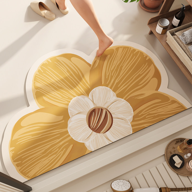花朵化妆室吸水地垫浴室门口脚垫防滑垫洗手间门垫异形矽藻泥地毯,个性定制/设计服务/DIY,地毯/地垫定制,淘宝优惠券,粉丝福利购,淘宝优惠卷