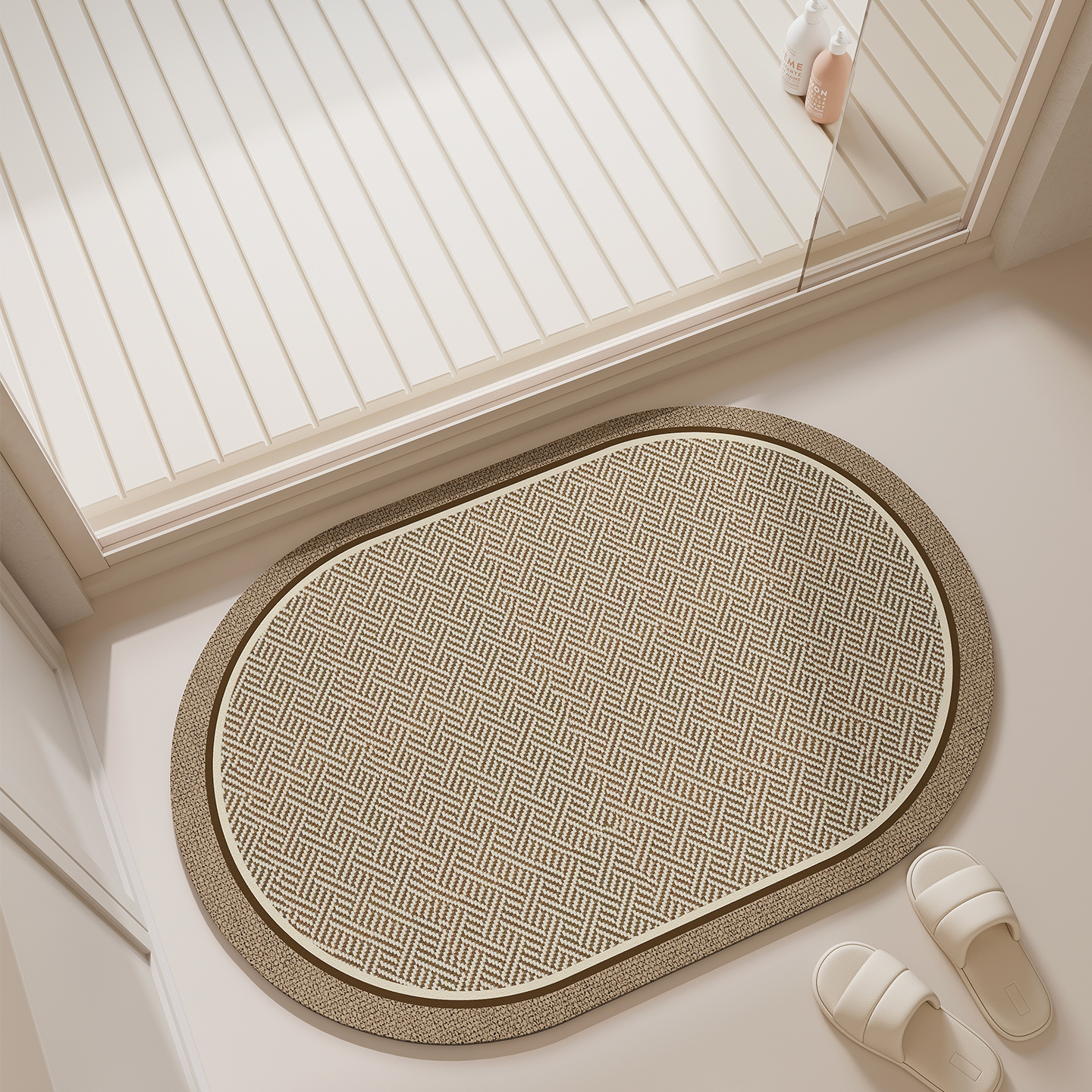 硅藻泥浴室地垫卫生间门口防滑垫可擦速干吸水椭圆形脚垫卫浴地毯