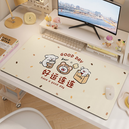 卡通可爱鼠标垫超大号女生ins风电脑键盘桌垫护腕滑鼠垫办公好物