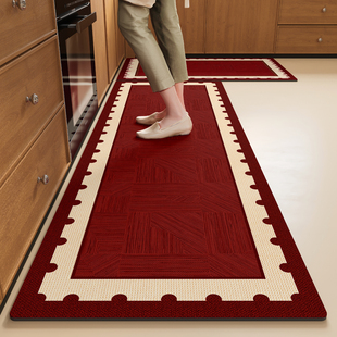 2026马年新款 厨房地垫防油防水红色地毯免洗可擦脚垫硅藻泥防滑垫