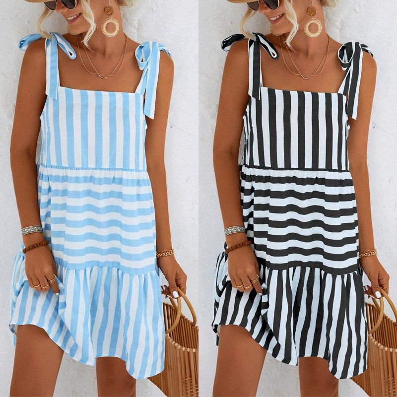 spring and summer new hot selling lace striped patchwork dre
