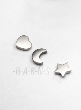 [HAKNS]植入级钛合金耳钉饰品头内螺纹插杆防过敏 爱心月亮五角星