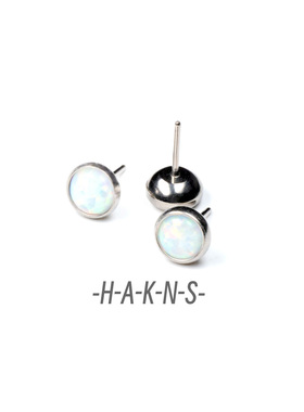 [HAKNS] 4mm欧泊石F136钛合金耳钉防过敏插针款养耳钉头无螺纹款