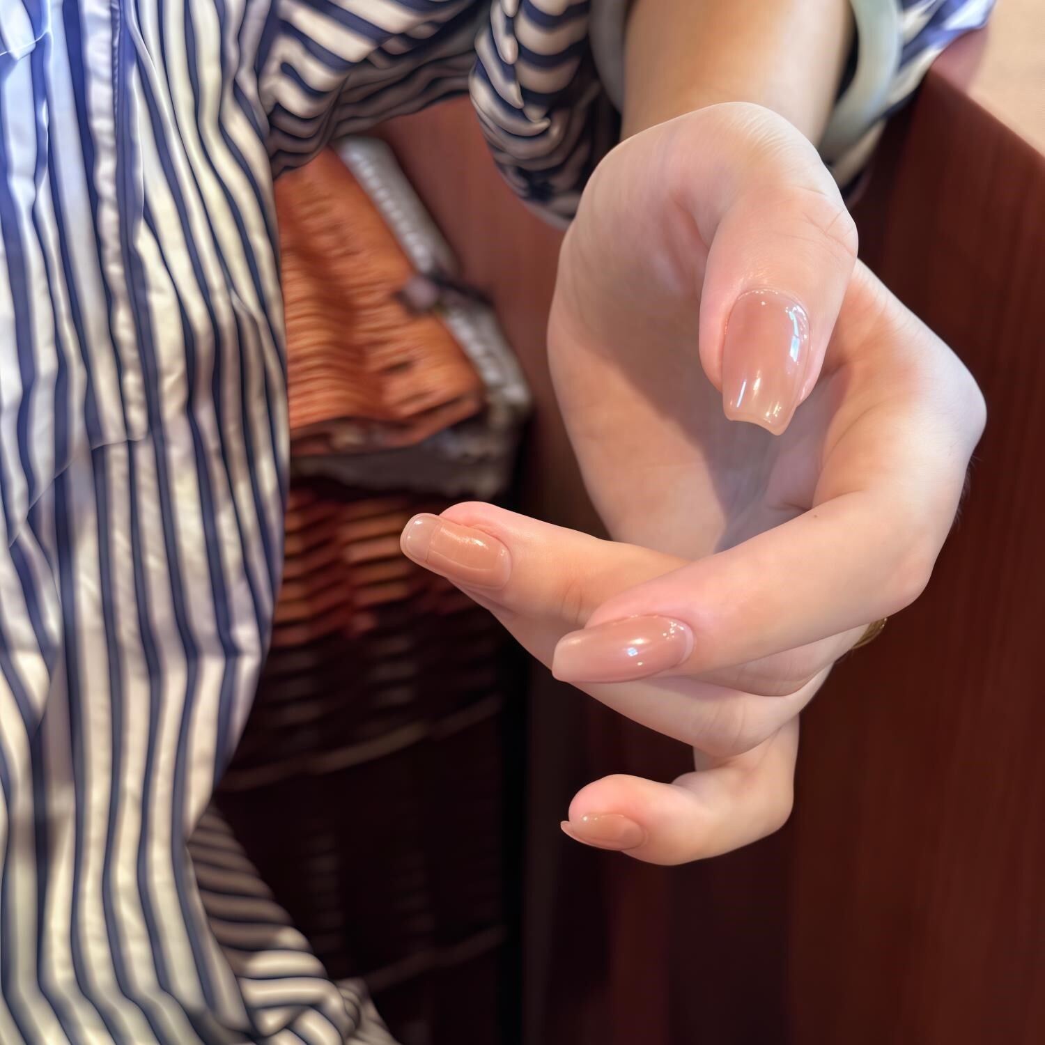 甄嬛裸色冰透华妃同款纯色裸色美甲贴片手工穿戴甲中长假指甲可拆