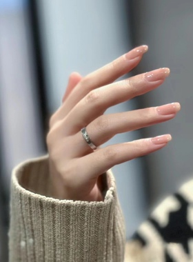 纯手工定制新娘高级纯色裸色美甲