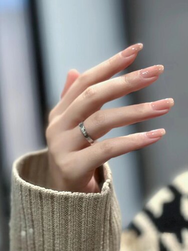 纯手工定制新娘高级纯色裸色美甲