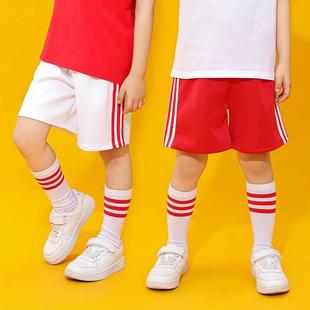 男女童小学生幼儿园红色校服裤 六一儿童短裤 演出夏季 薄款 子表演服